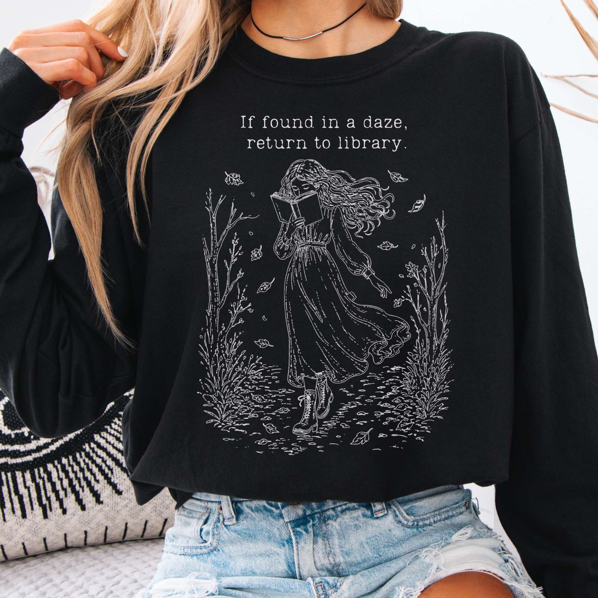 Long-sleeve Black / S If Found in a Daze, Return to Library Long Sleeve The Mystic Eden