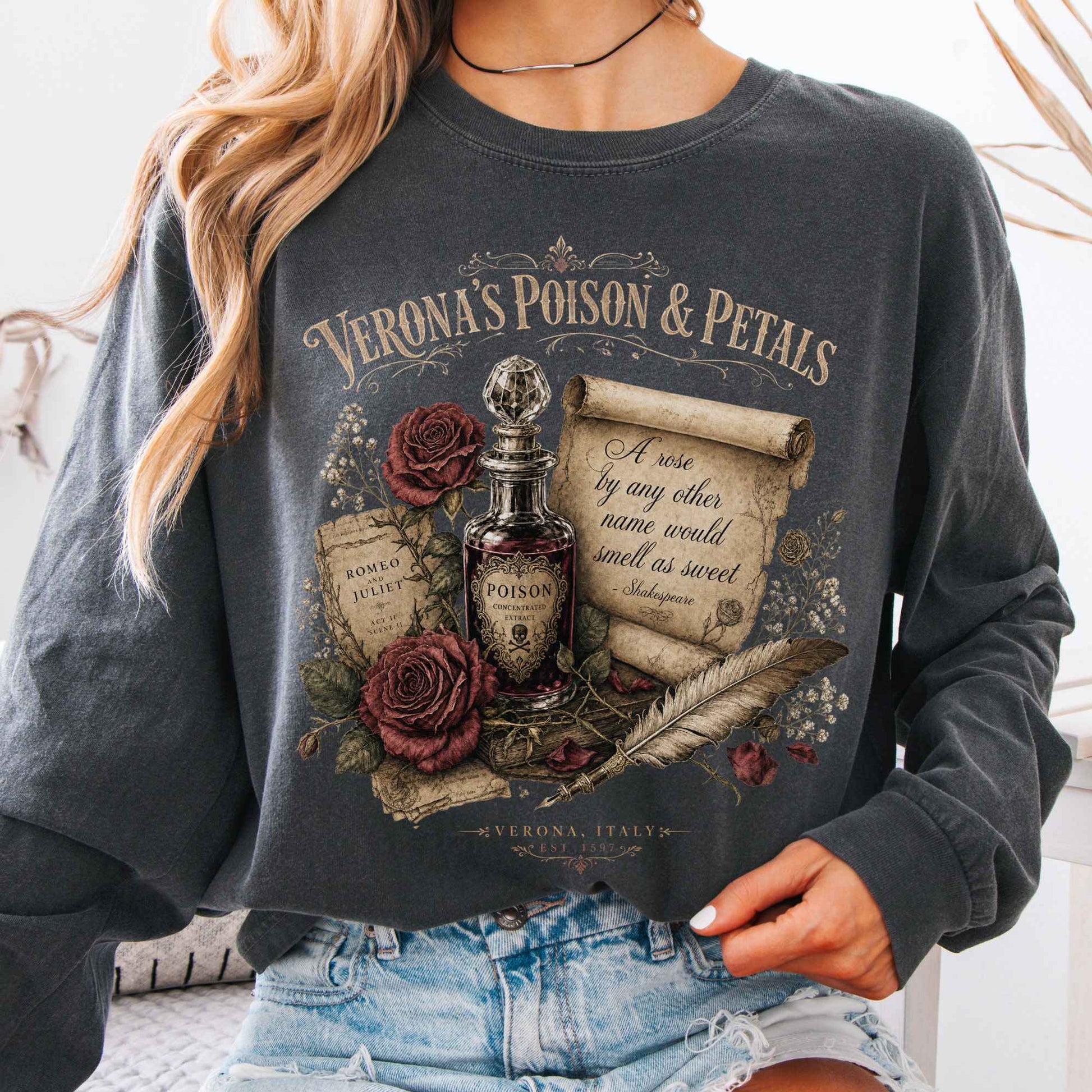 Long-sleeve Pepper / S Shakespeare's Verona's Poison & Petals Romeo & Juliet Long Sleeve The Mystic Eden