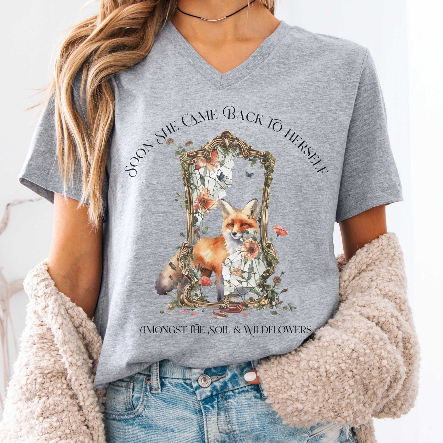 V-neck Athletic Heather / S Soon She Came Back to Herself V-Neck The Mystic Eden