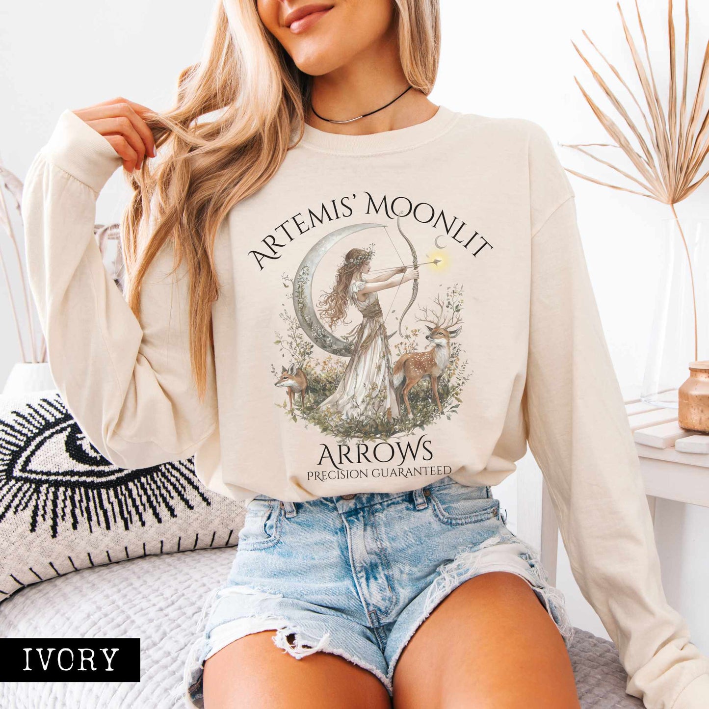 Artemis' Moonlit Arrows Long Sleeved Shirt