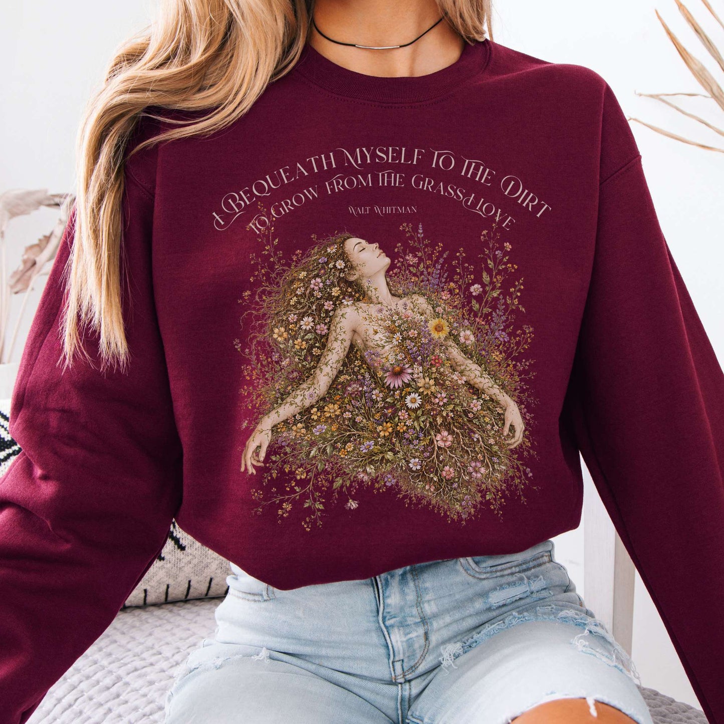 Sweatshirt Maroon / S I Bequeath Myself to the Dirt Walt Whitman Crewneck Sweatshirt The Mystic Eden