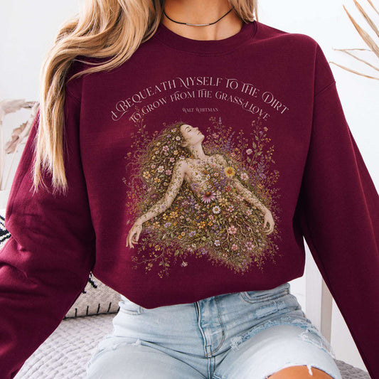 Sweatshirt Maroon / S I Bequeath Myself to the Dirt Walt Whitman Crewneck Sweatshirt The Mystic Eden