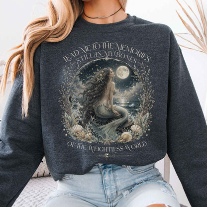 Sweatshirt Dark Heather / S A Mermaid's Memories Of The Weightless World Amy Crockett Crewneck Sweatshirt The Mystic Eden