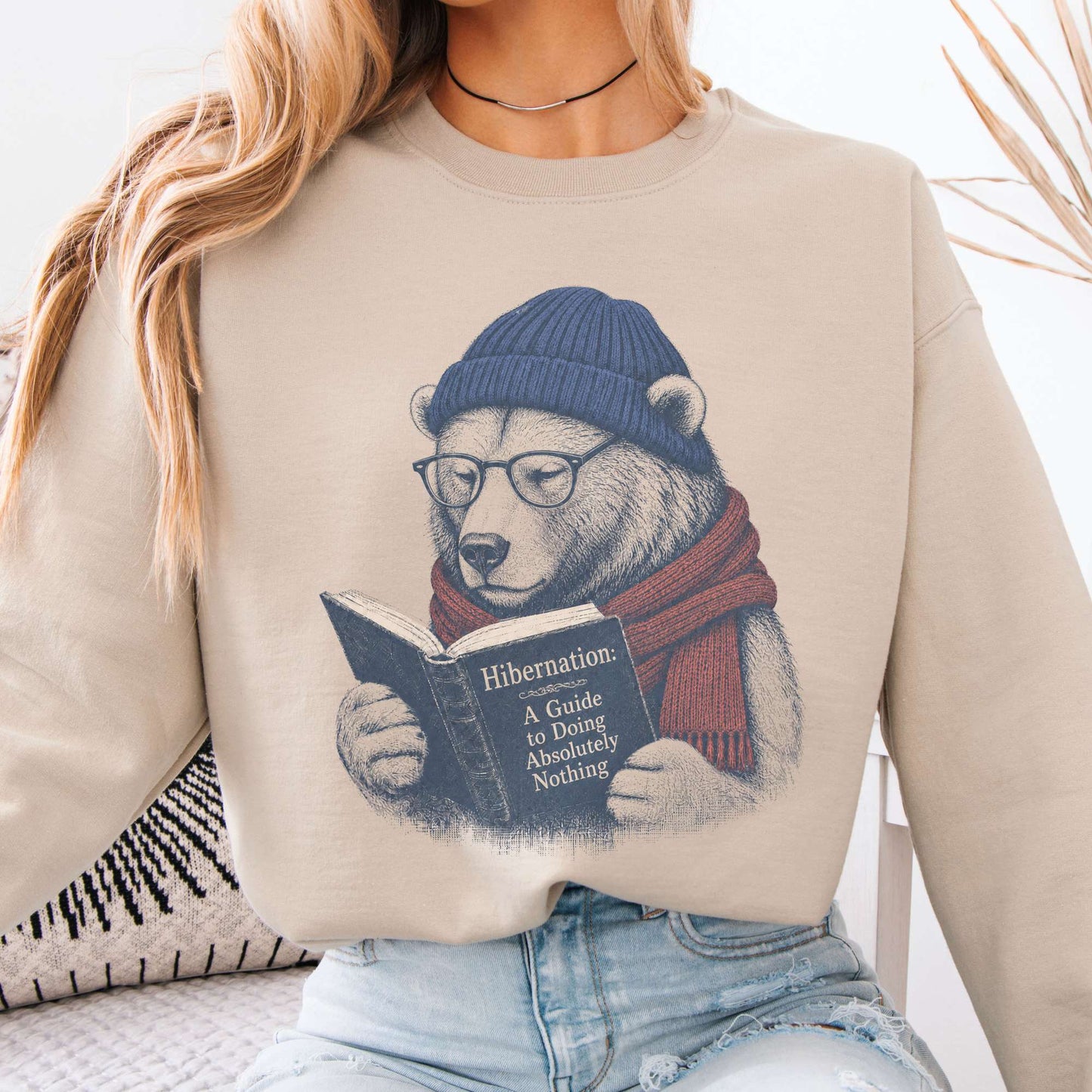 Sweatshirt Sand / S A Guide to Hibernation Bear Crewneck Sweatshirt The Mystic Eden