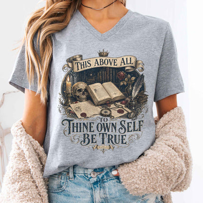 V-neck Athletic Heather / S To Thine Own Self Be True Hamlet Shakespeare V-Neck The Mystic Eden