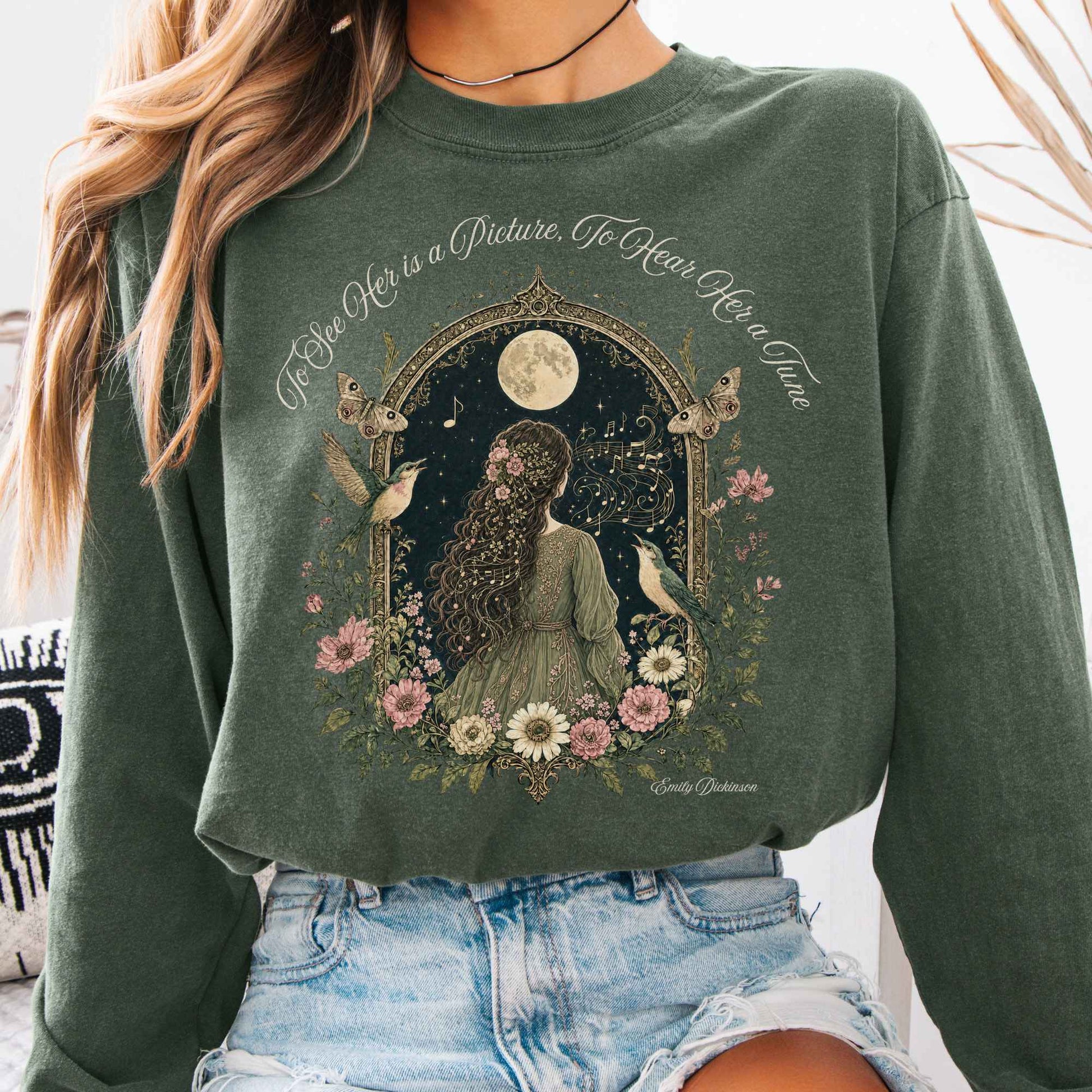 Long-sleeve Hemp / S To See Her Is a Picture, To Hear Her a Tune Dickinson Long Sleeve The Mystic Eden