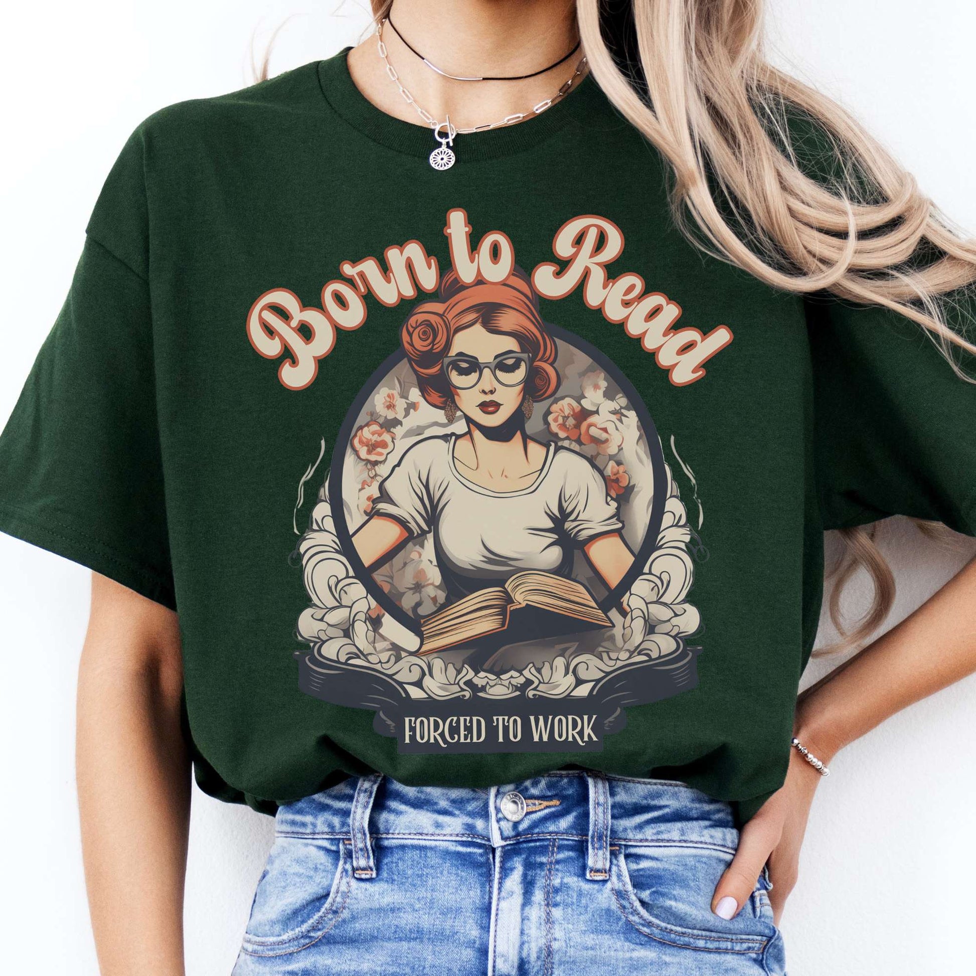 T-Shirts Born To Read Forced To Work T-Shirt The Mystic Eden