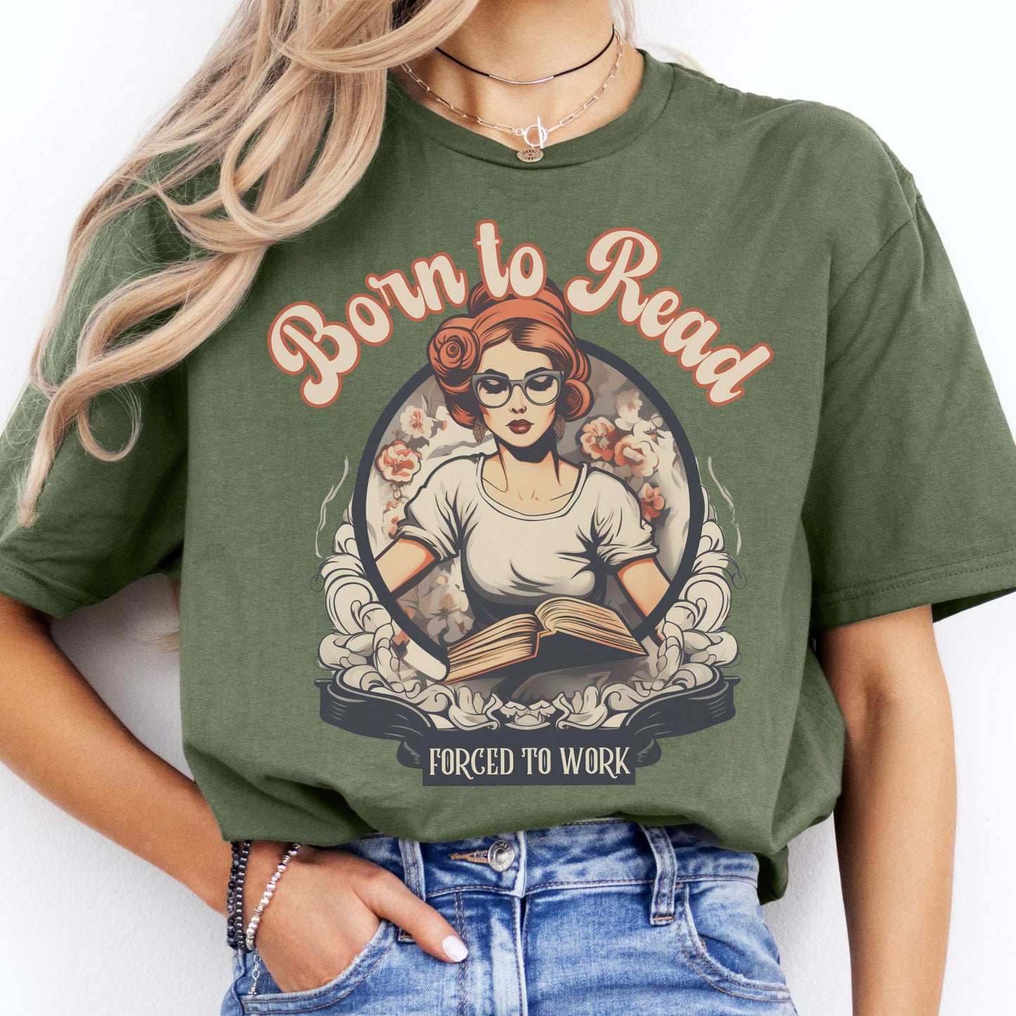 T-Shirts Born To Read Forced To Work T-Shirt The Mystic Eden