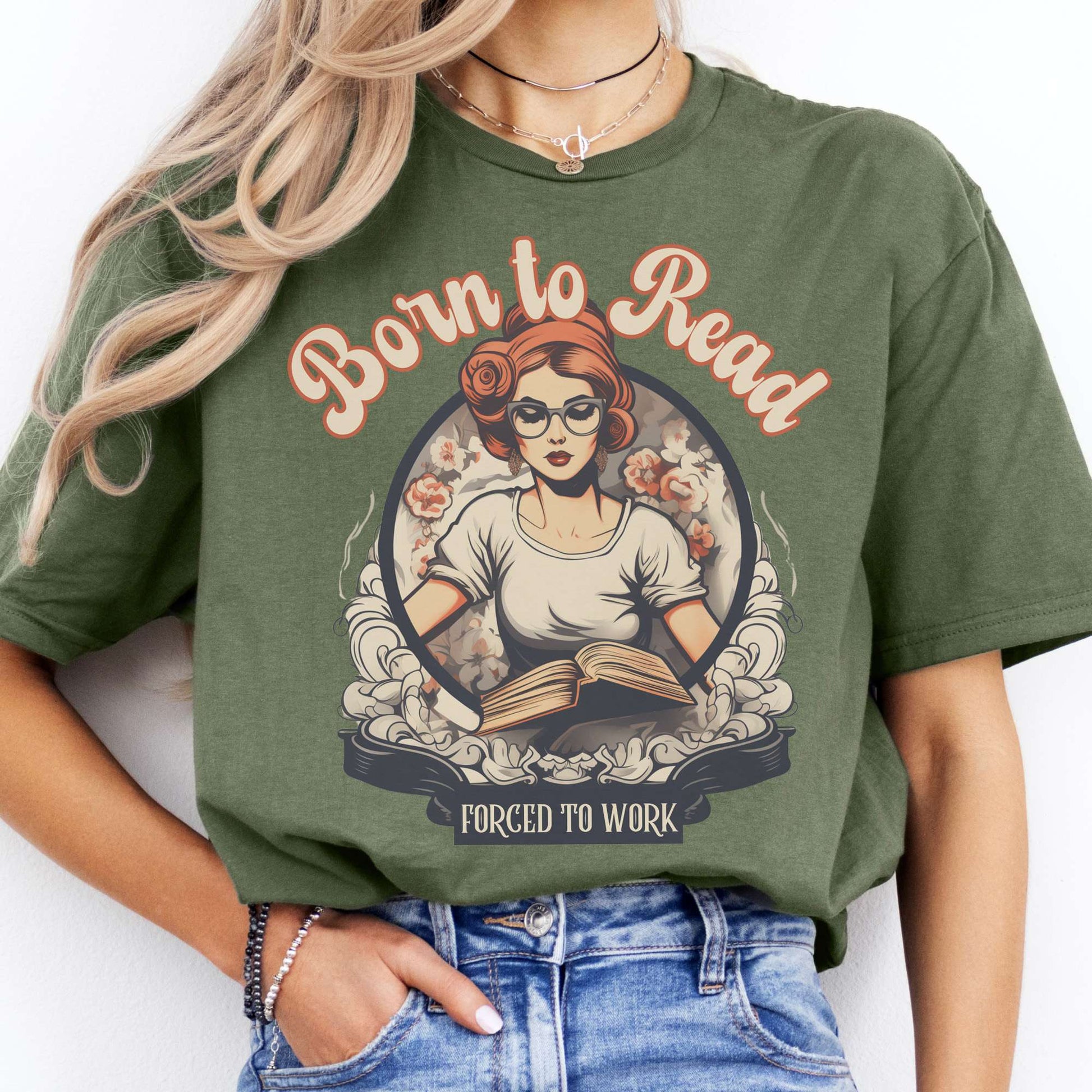 T-Shirts Born To Read Forced To Work T-Shirt The Mystic Eden