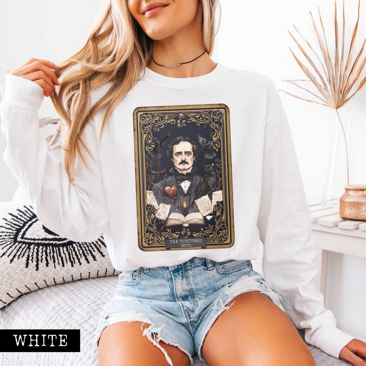 The Tortured Soul Tarot Card Edgar Allan Poe Long Sleeved Shirt