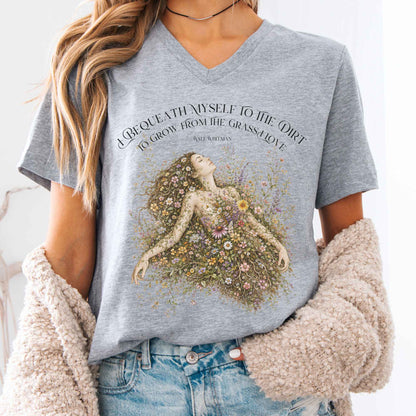 V-neck Athletic Heather / S I Bequeath Myself to the Dirt Walt Whitman V-Neck The Mystic Eden