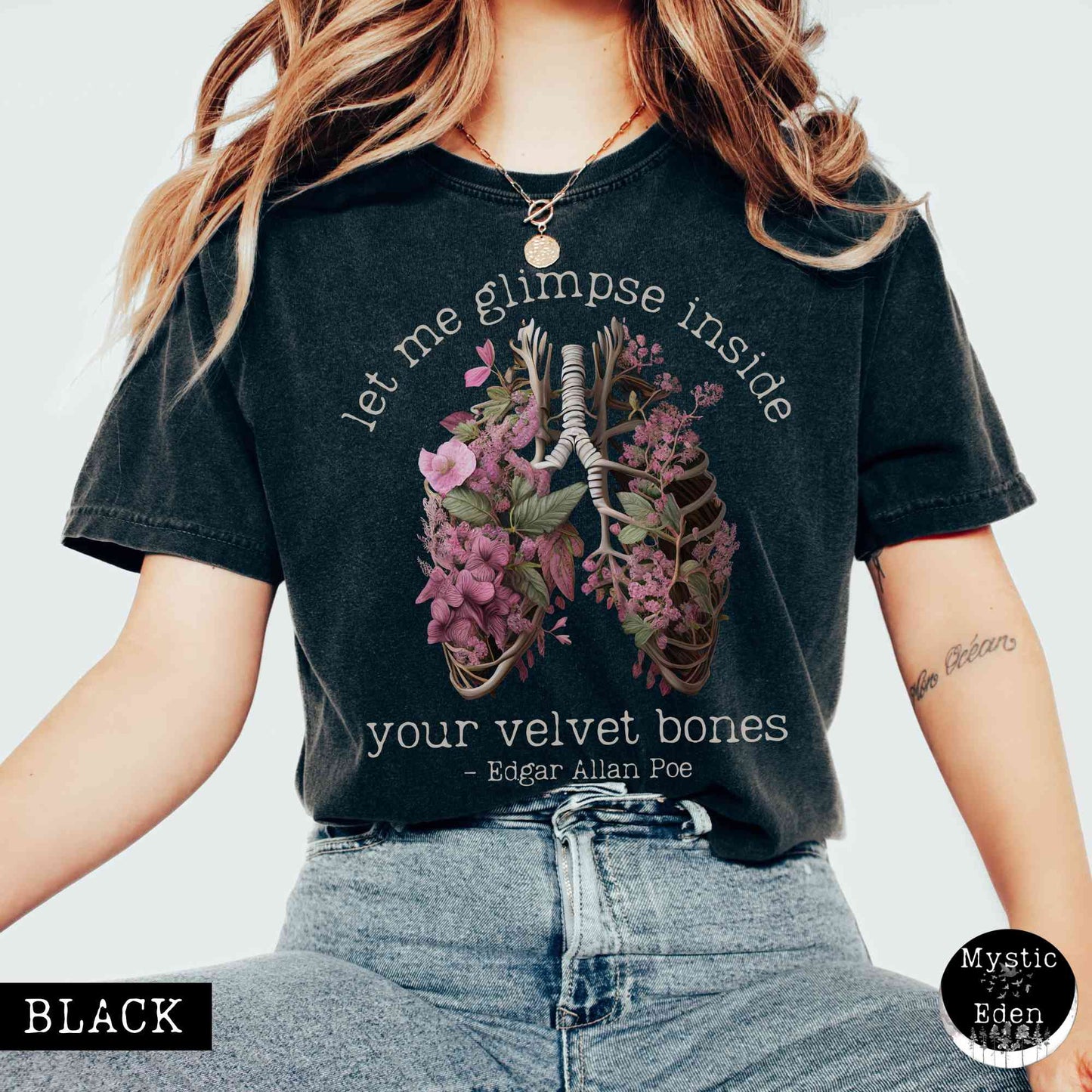 Edgar Allan Poe shirt - let me glimpse inside your velvet bones shirt