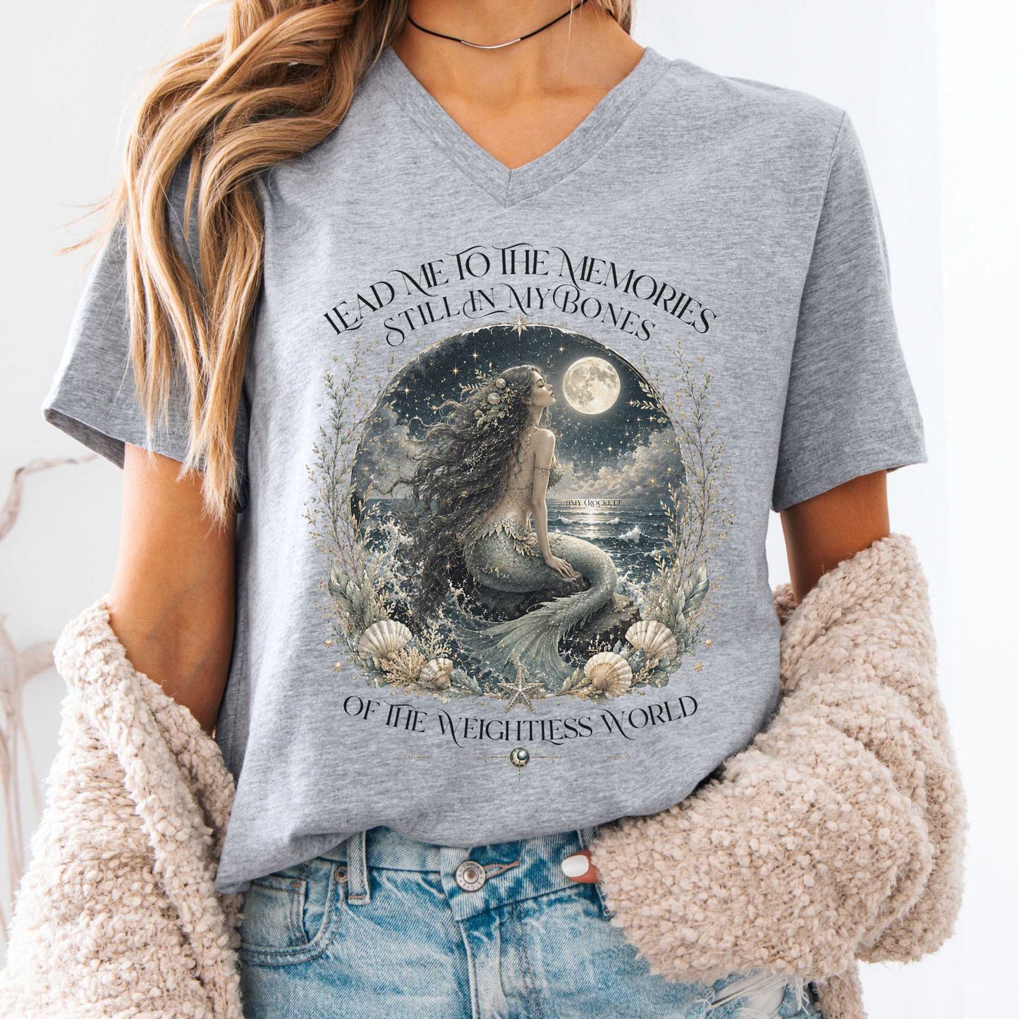 V-neck Athletic Heather / S A Mermaid's Memories Of The Weightless World Amy Crockett V-Neck The Mystic Eden