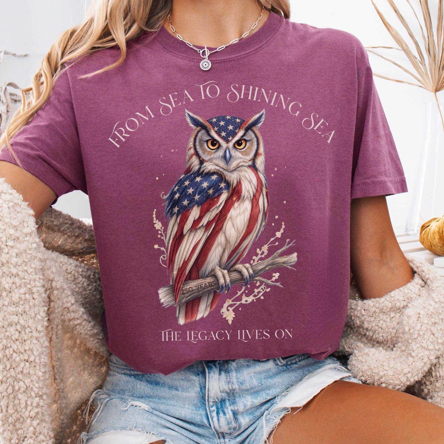 T-Shirt Berry / S The Legacy Lives On America 250 Owl T-Shirt The Mystic Eden