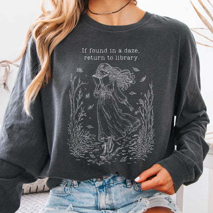 Long-sleeve Pepper / S If Found in a Daze, Return to Library Long Sleeve The Mystic Eden