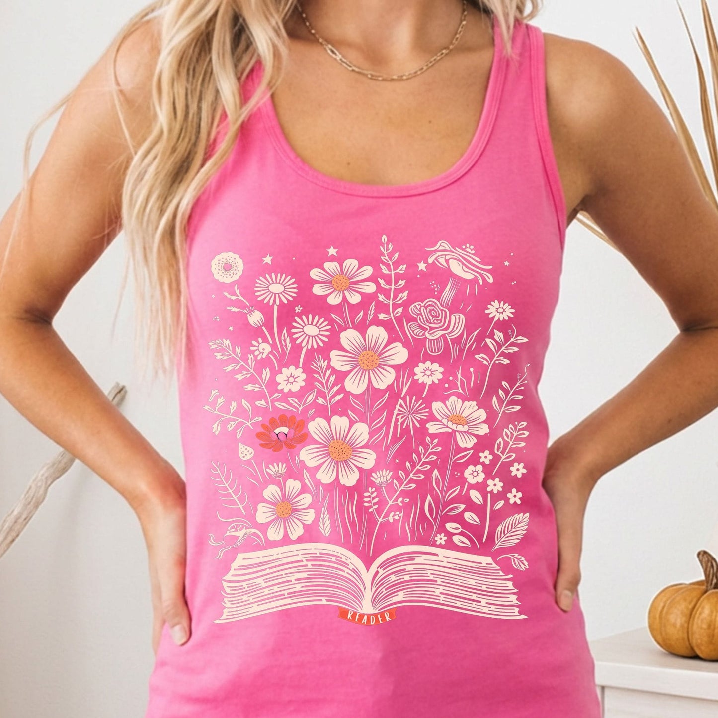 Tank Top Floral Book Reader Women's Racerback Tank Top The Mystic Eden