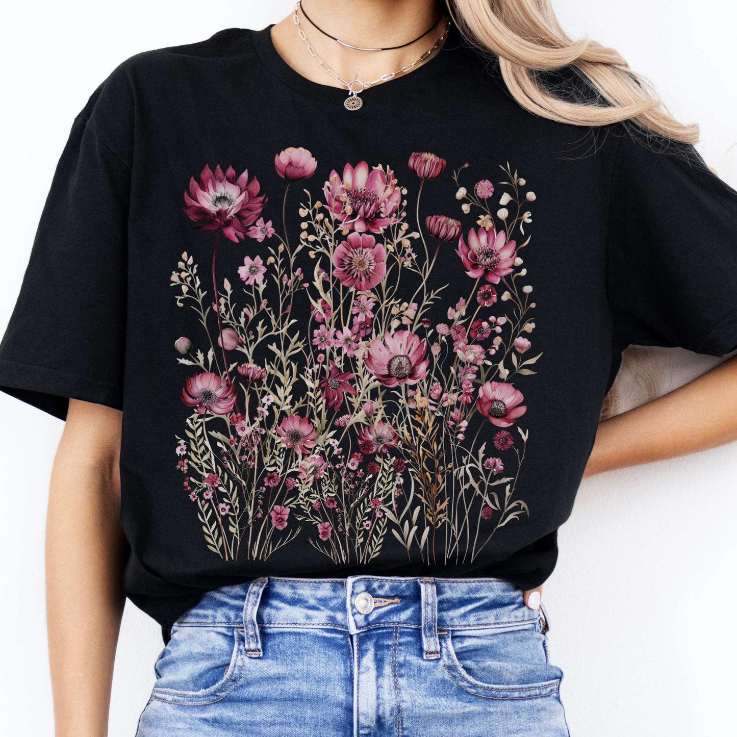 T-Shirt Maroon Wildflower T-Shirt The Mystic Eden