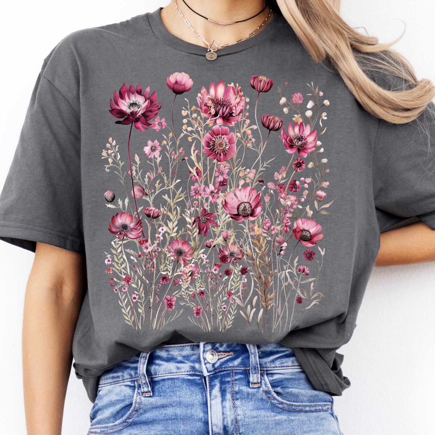 T-Shirt Maroon Wildflower T-Shirt The Mystic Eden