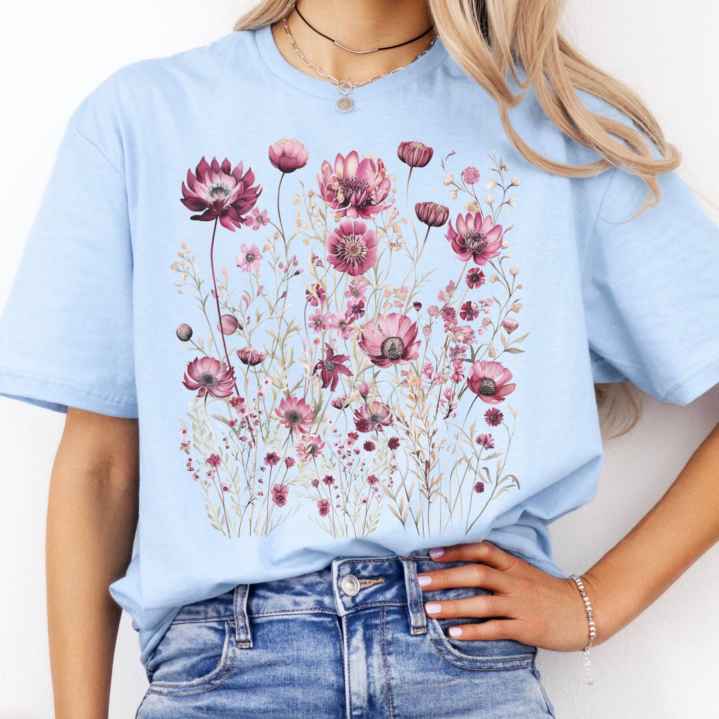 T-Shirt Maroon Wildflower T-Shirt The Mystic Eden