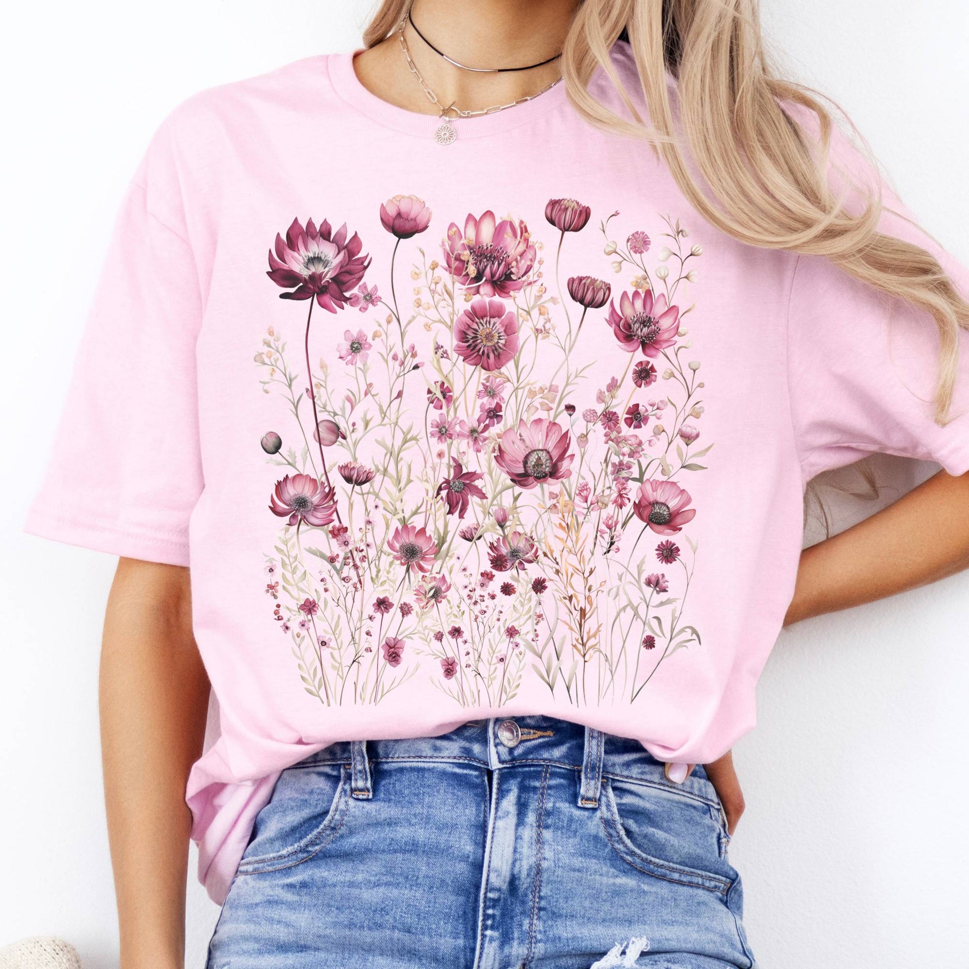 T-Shirt Maroon Wildflower T-Shirt The Mystic Eden