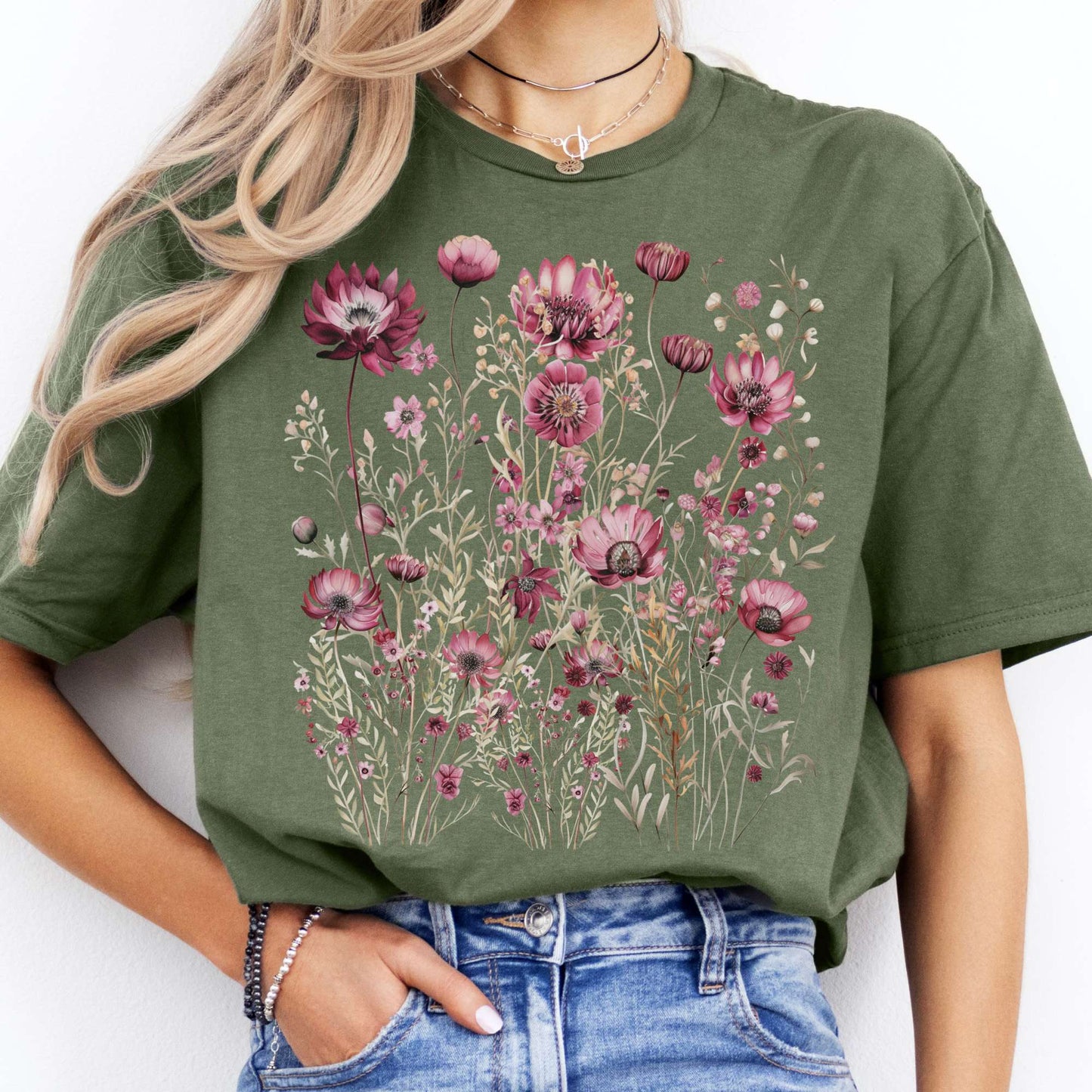 T-Shirt Maroon Wildflower T-Shirt The Mystic Eden