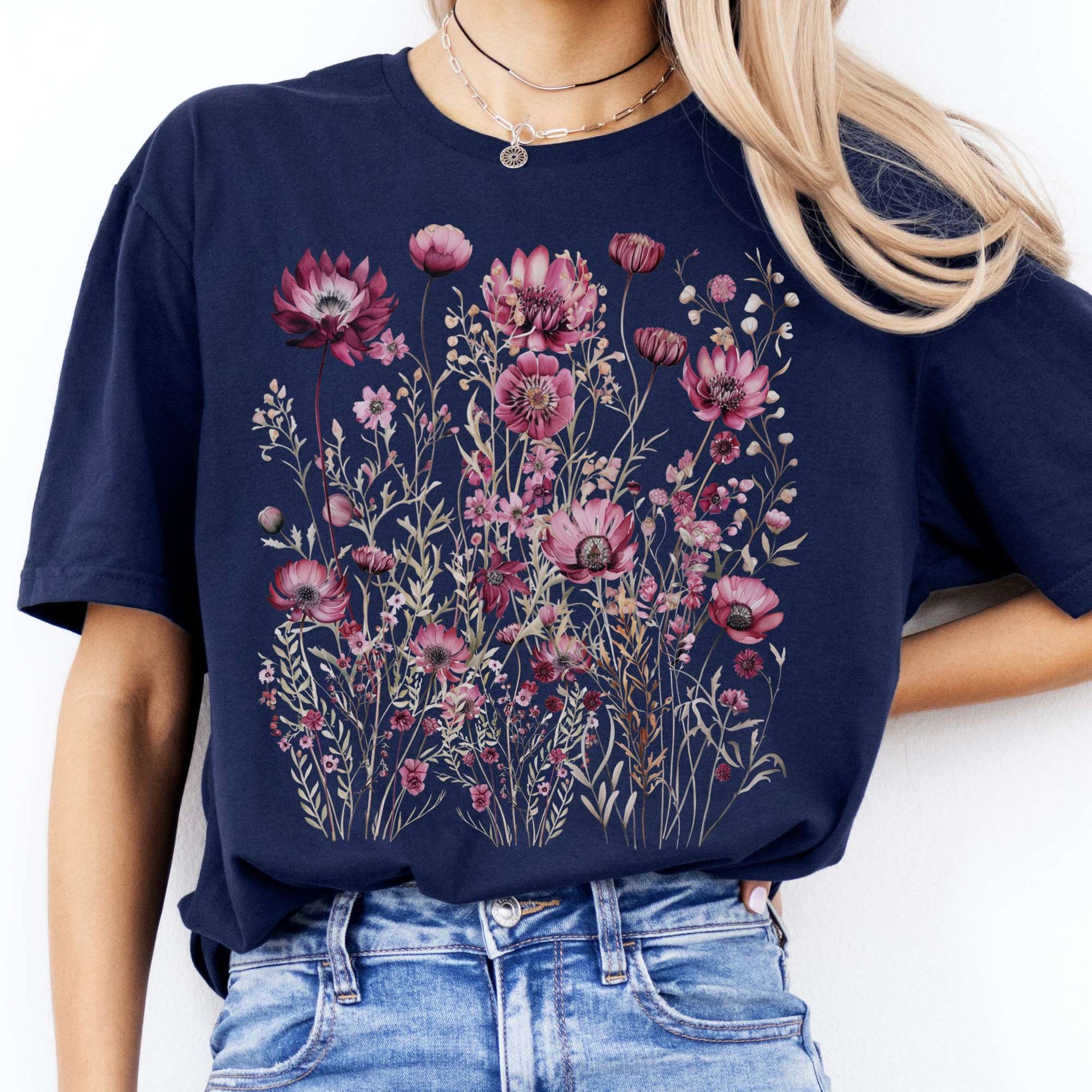 T-Shirt Maroon Wildflower T-Shirt The Mystic Eden