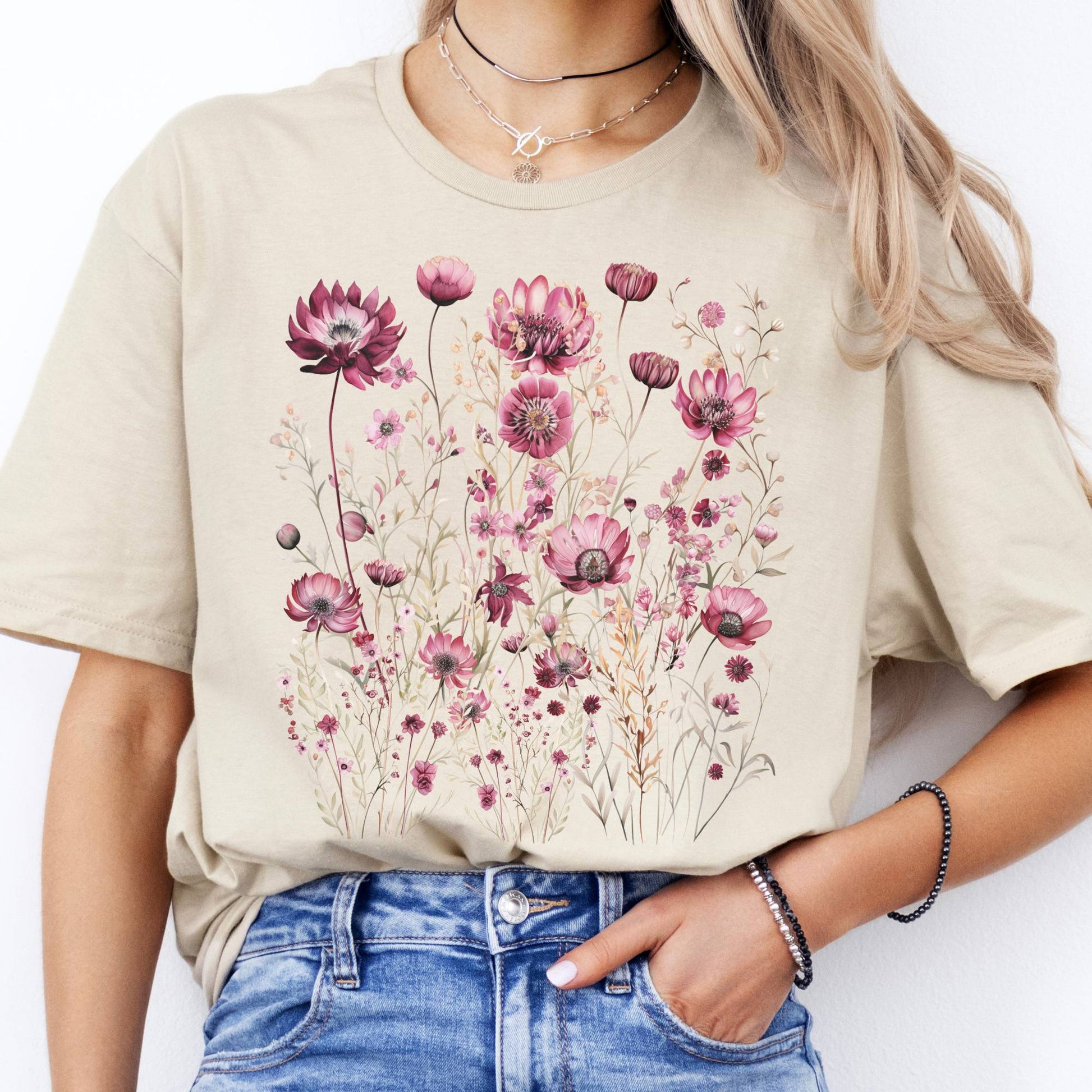 T-Shirt Maroon Wildflower T-Shirt The Mystic Eden