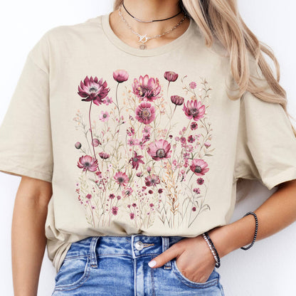 T-Shirt Maroon Wildflower T-Shirt The Mystic Eden