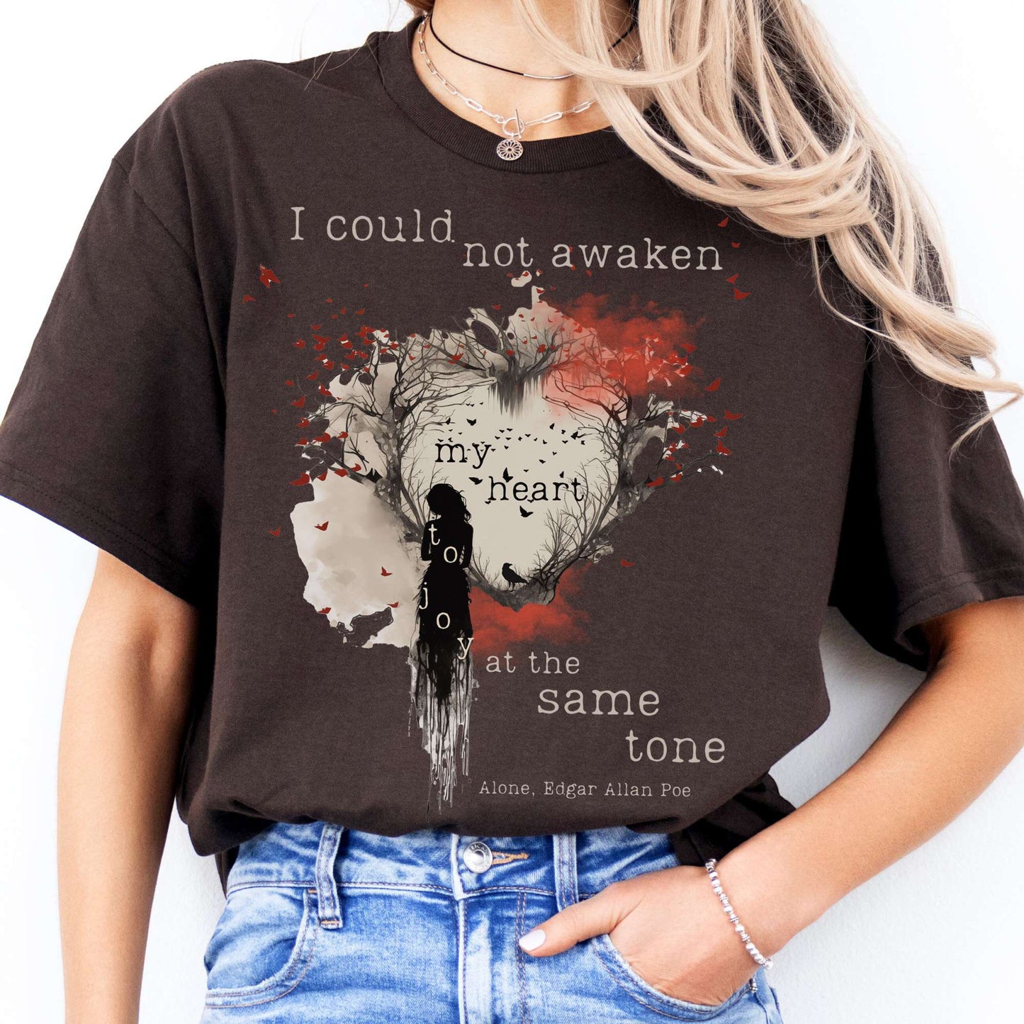T-Shirts Alone Edgar Allan Poe T-Shirt The Mystic Eden