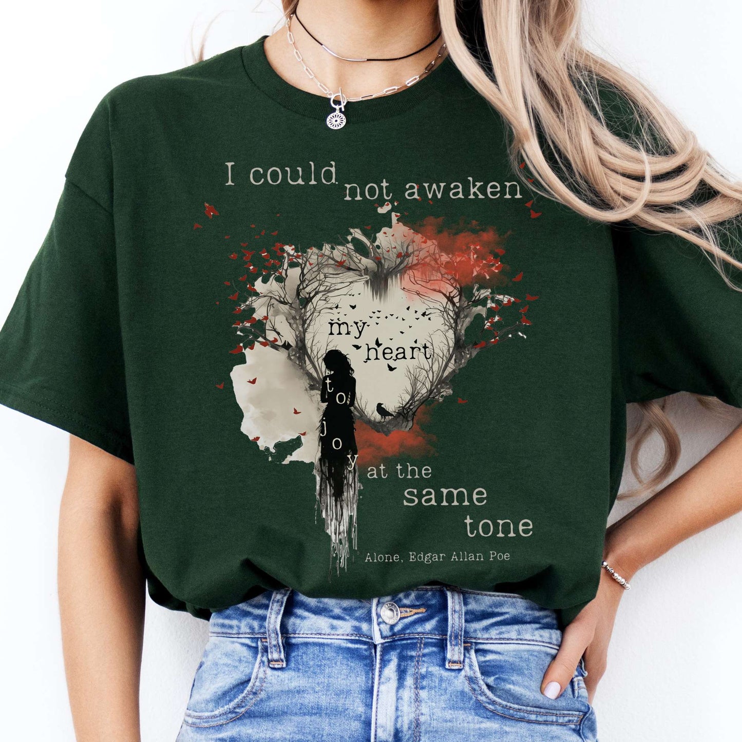 T-Shirts Alone Edgar Allan Poe T-Shirt The Mystic Eden