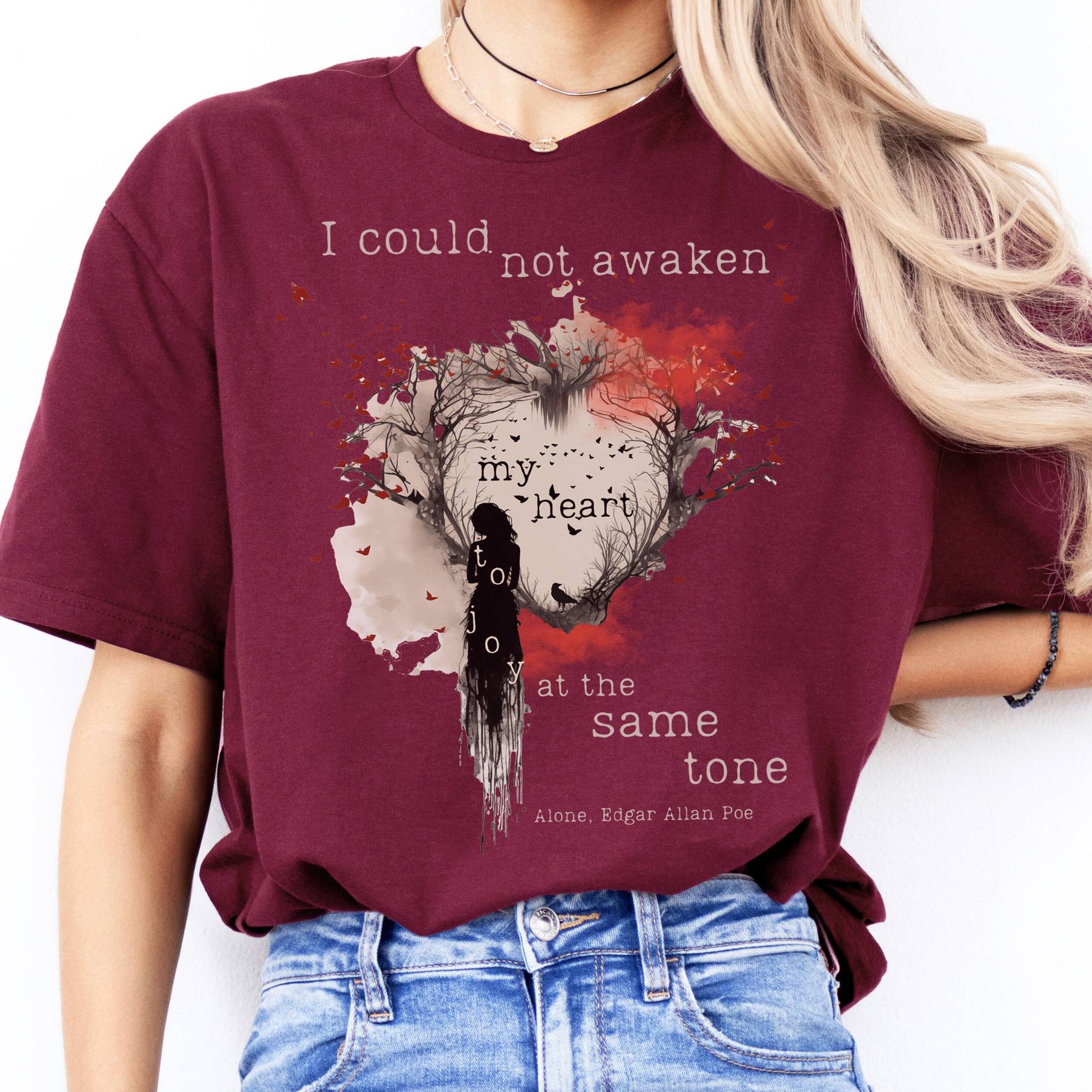 T-Shirts Alone Edgar Allan Poe T-Shirt The Mystic Eden