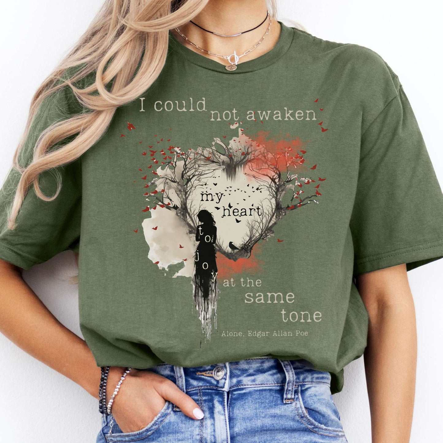 T-Shirts Alone Edgar Allan Poe T-Shirt The Mystic Eden