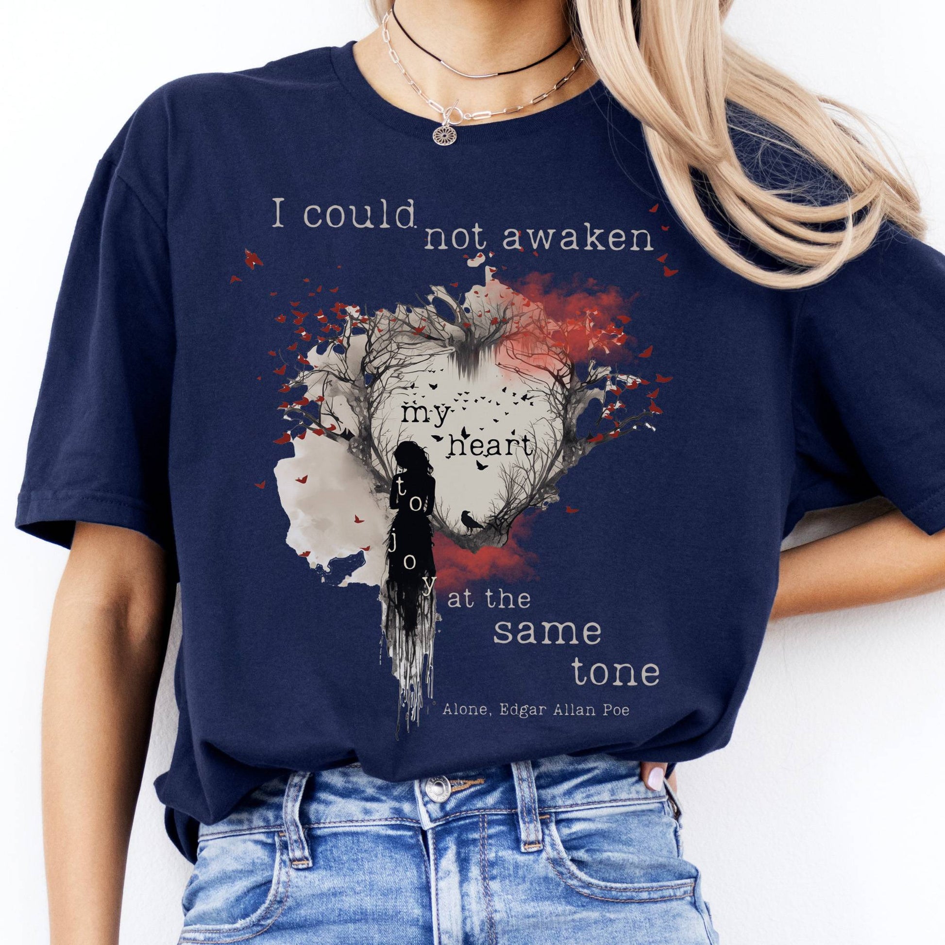 T-Shirts Alone Edgar Allan Poe T-Shirt The Mystic Eden