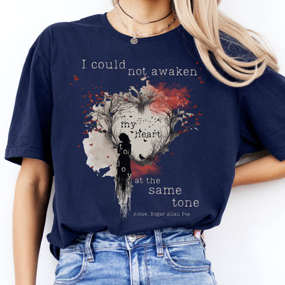 T-Shirts Alone Edgar Allan Poe T-Shirt The Mystic Eden