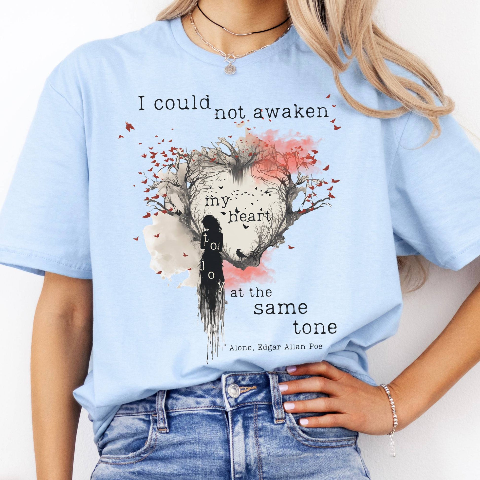 T-Shirts Alone Edgar Allan Poe T-Shirt The Mystic Eden