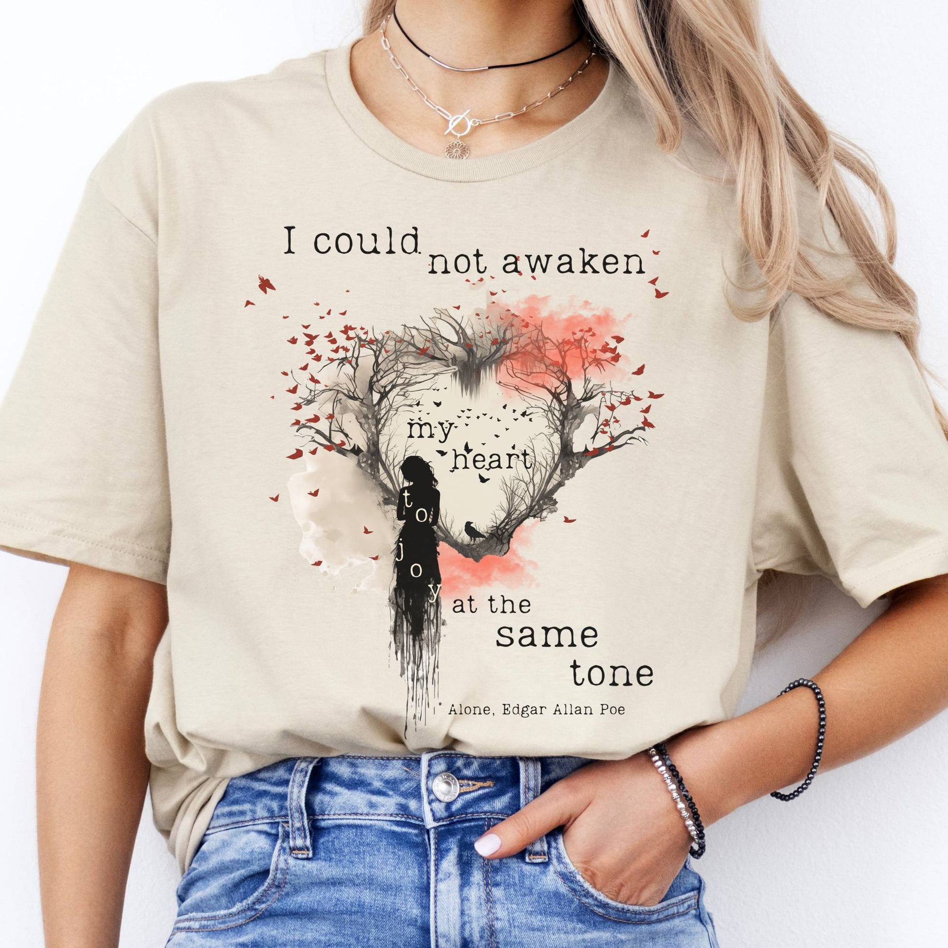 T-Shirts Alone Edgar Allan Poe T-Shirt The Mystic Eden