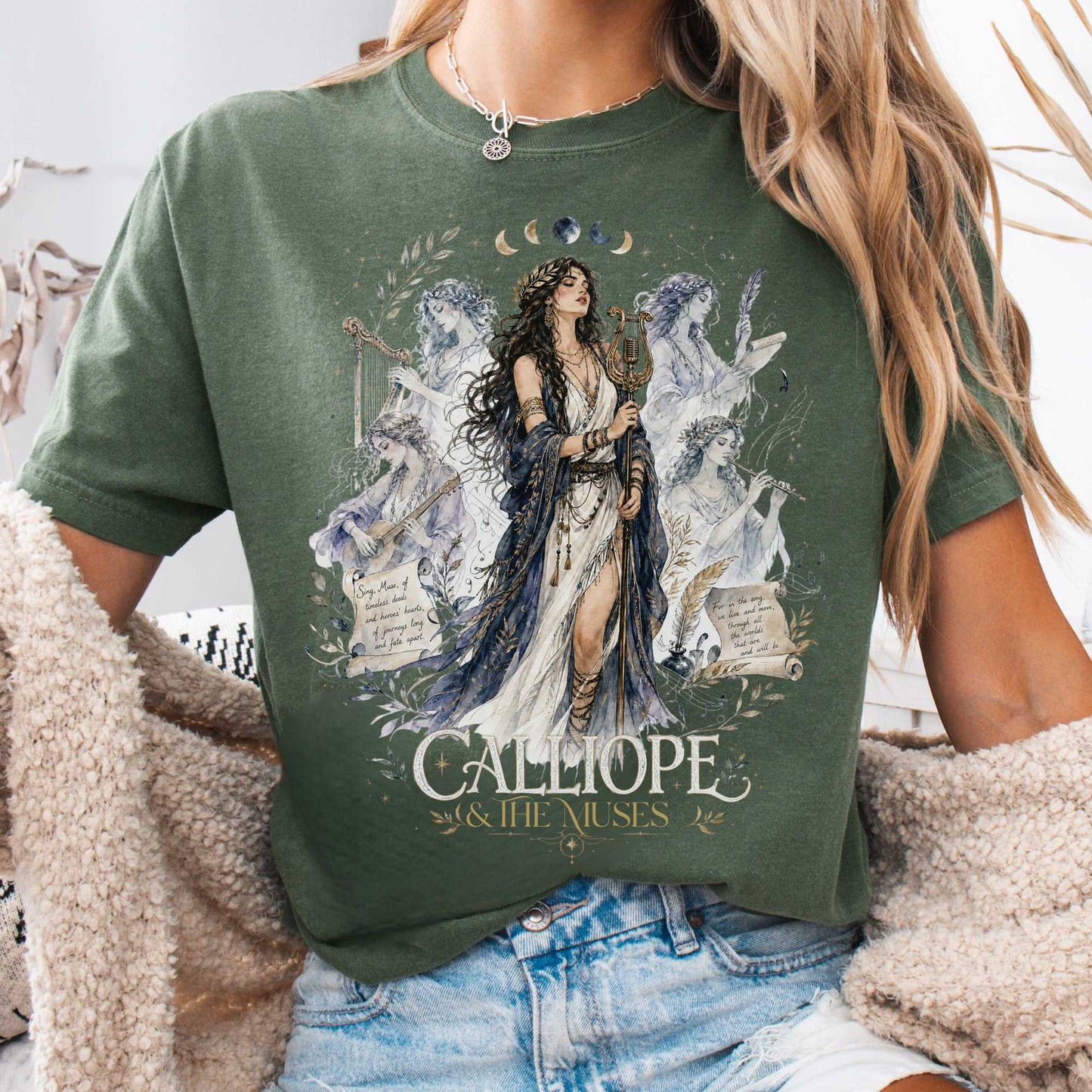 T-Shirt Moss / S Calliope & The Muses Mythology T-Shirt The Mystic Eden