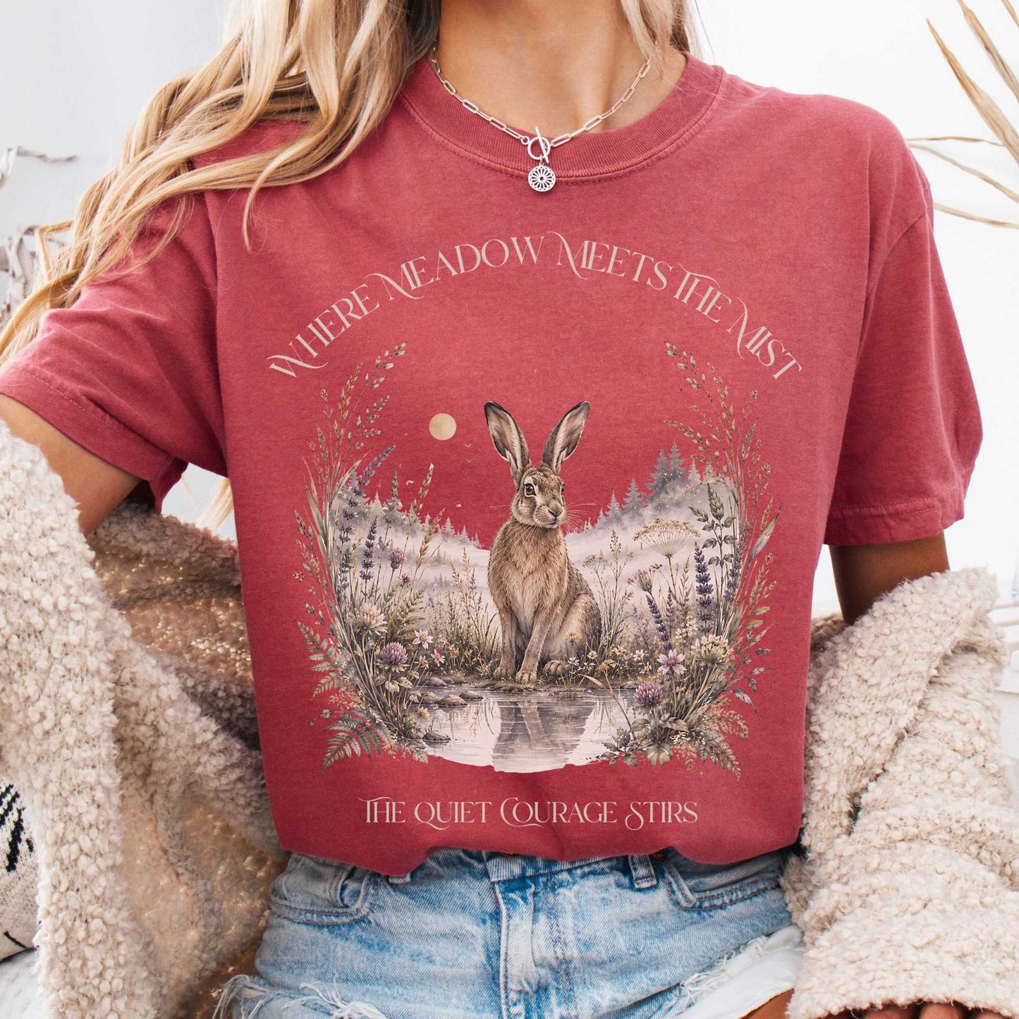 T-Shirt Crimson / S Where Meadow Meets the Mist T-Shirt The Mystic Eden
