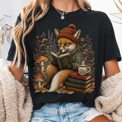 T-Shirt Black / S The Woodland Reader Fox T-Shirt The Mystic Eden