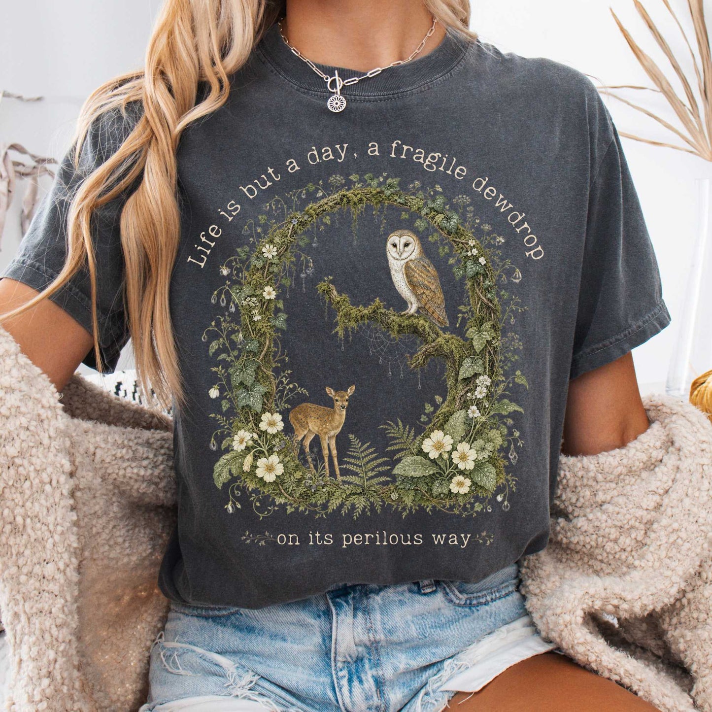 T-Shirt Pepper / S Life Is But a Day, a Fragile Dewdrop John Keats T-Shirt The Mystic Eden