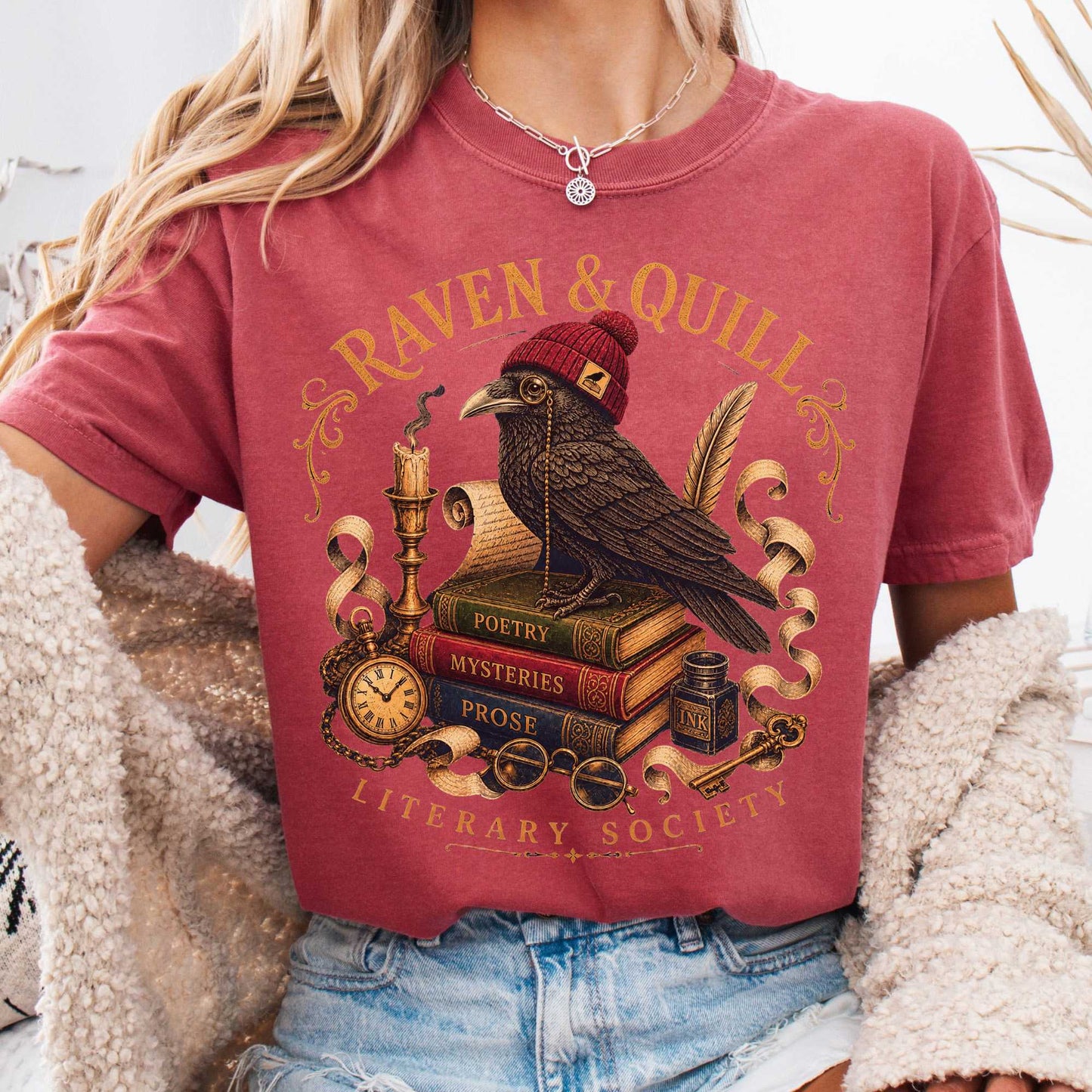 T-Shirt Crimson / S Raven & Quill Literary Society T-Shirt The Mystic Eden