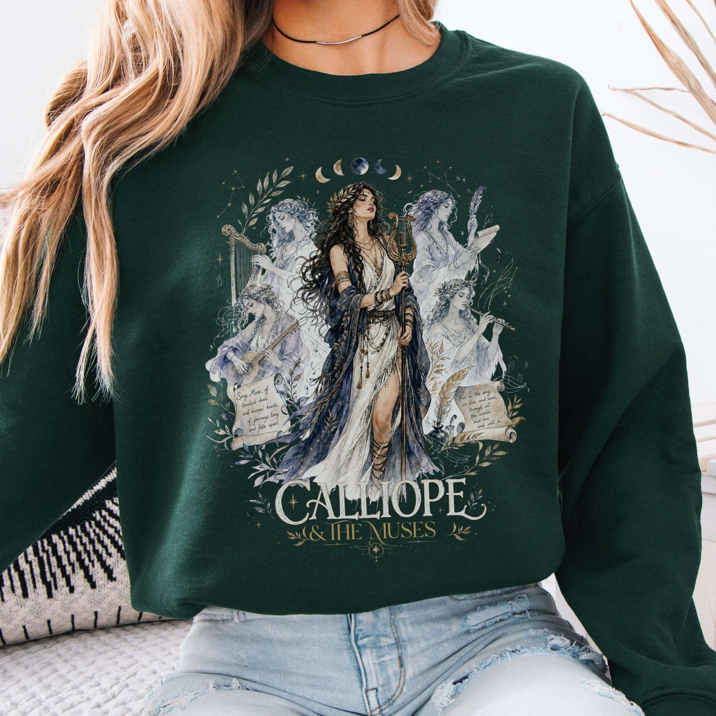 Sweatshirt Forest Green / S Calliope & The Muses Mythology Crewneck Sweatshirt The Mystic Eden