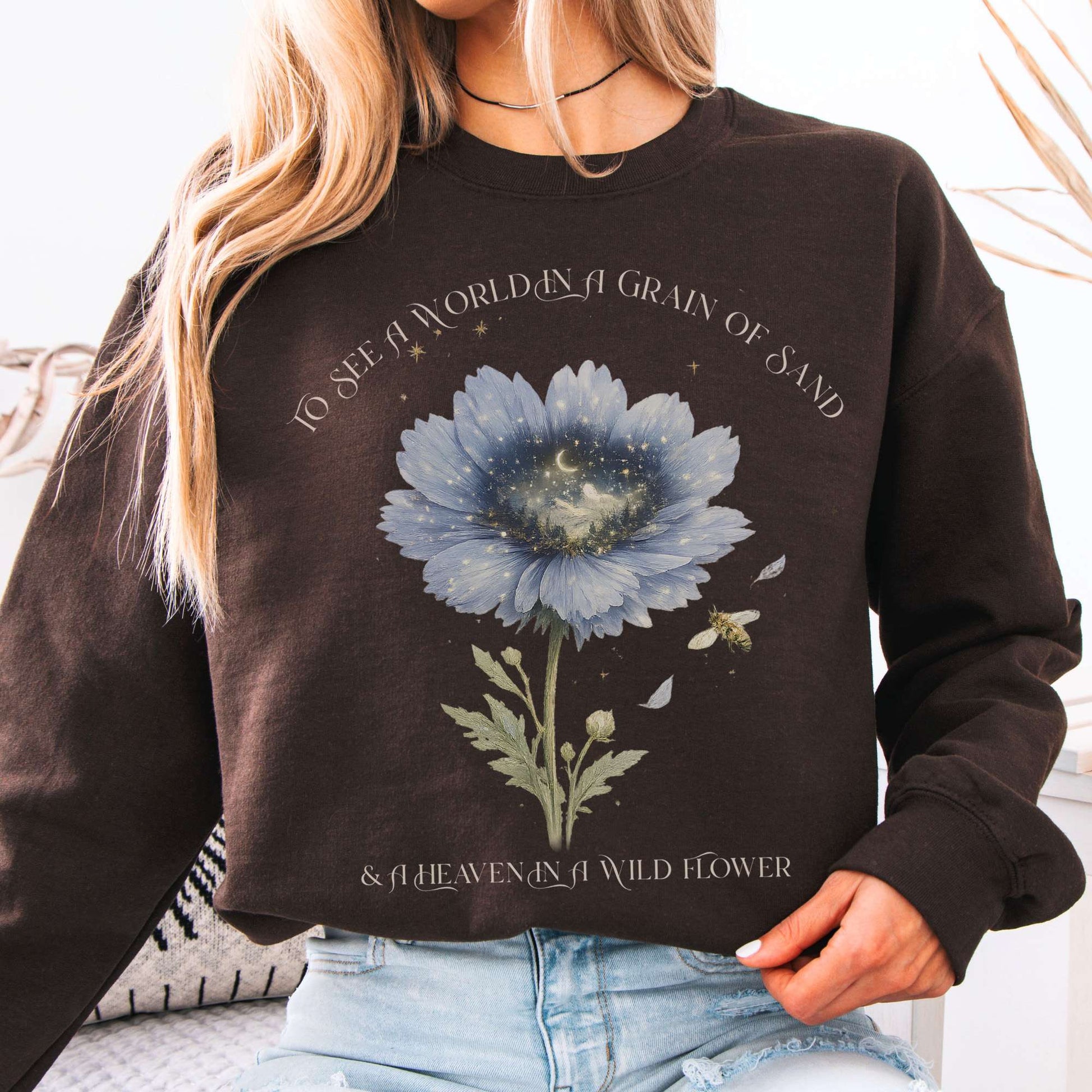 Sweatshirt Dark Chocolate / S Heaven in a Wildflower William Blake Crewneck Sweatshirt The Mystic Eden