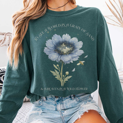 Long-sleeve Blue Spruce / S Heaven in a Wildflower William Blake Long Sleeve The Mystic Eden