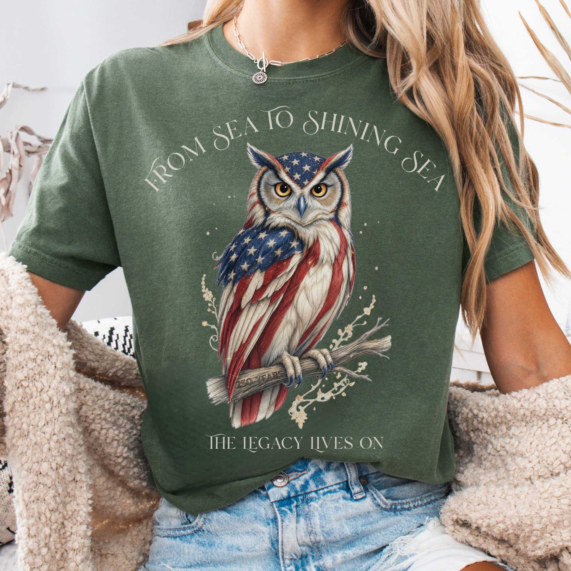 T-Shirt Moss / S The Legacy Lives On America 250 Owl T-Shirt The Mystic Eden