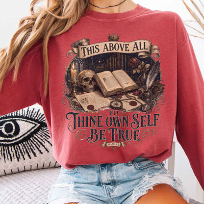Long-sleeve Crimson / S To Thine Own Self Be True Hamlet Shakespeare Long Sleeve The Mystic Eden