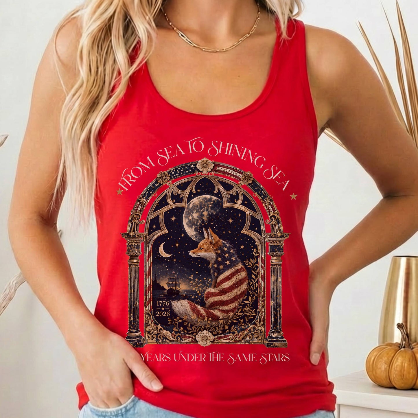Tank Top Solid Red / XS 250 Years Under the Same Stars Women's Lightweight Tank Top The Mystic Eden