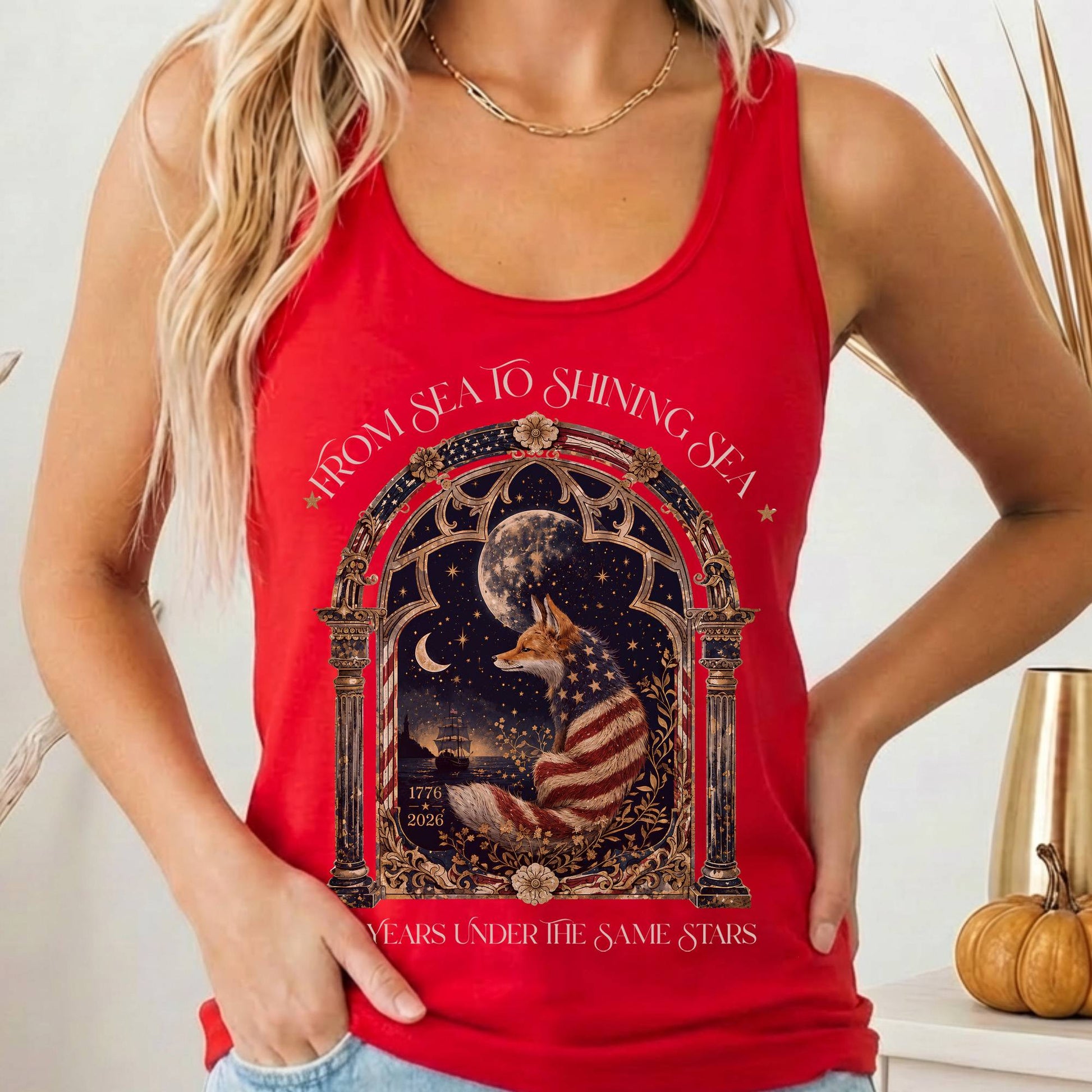 Tank Top Solid Red / XS 250 Years Under the Same Stars Women's Lightweight Tank Top The Mystic Eden