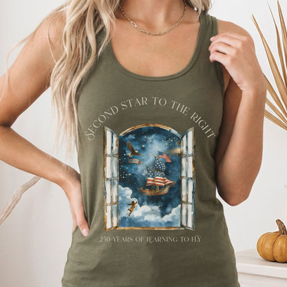 Tank Top Solid Military Green / XS Second Star to the Right America 250 Commemorative Women's Lightweight Tank Top The Mystic Eden