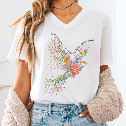 V-neck White / S She Was Becoming Herself Kate Chopin V-Neck The Mystic Eden